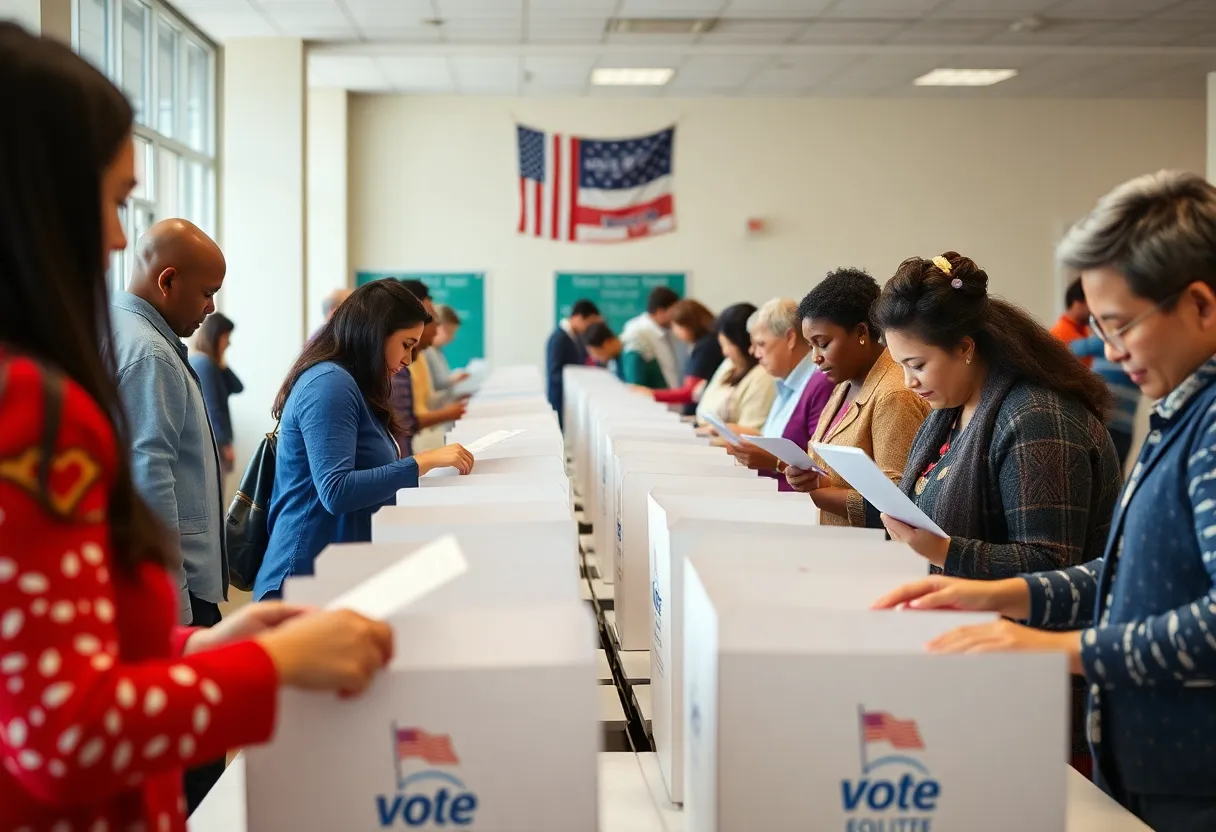Voters at a polling station during municipal elections