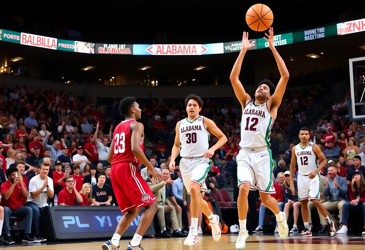 College basketball game between Alabama Crimson Tide and Kennesaw State Owls.