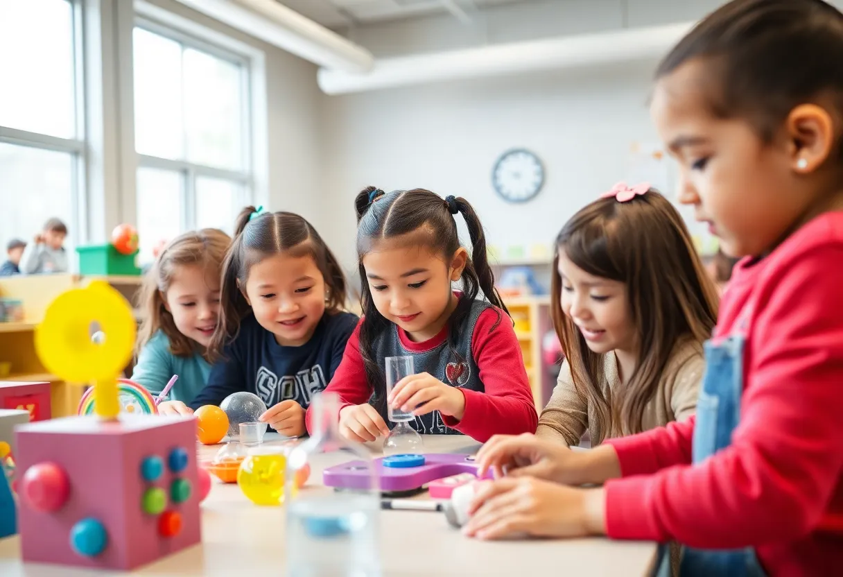Children participating in STEM Day activities at Huntsville Center