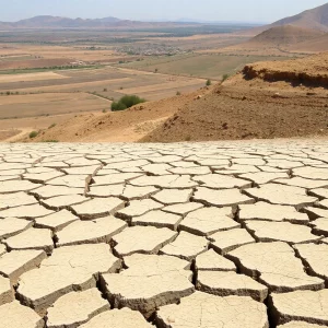 Dry reservoir in Tekirdag illustrating severe drought conditions
