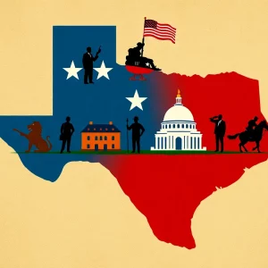 Artistic depiction of Texas redistricting political tensions
