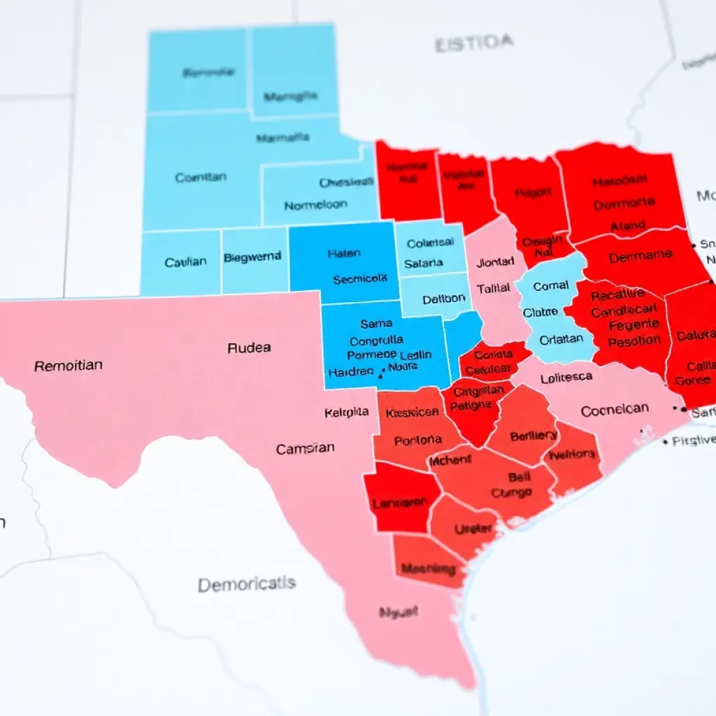 Map of Texas showing proposed congressional district changes.