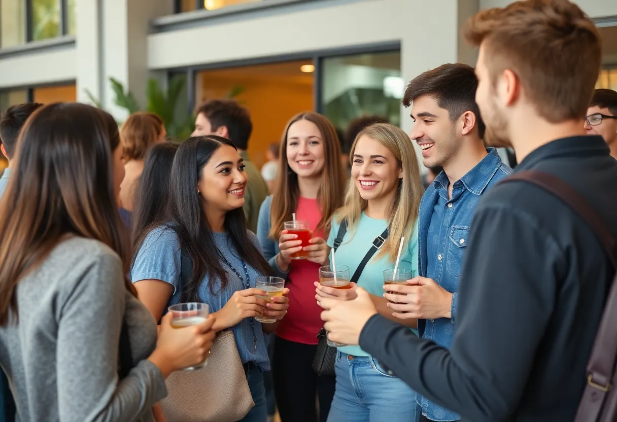 Students mingling at the UAB Freshman Send-Off Event in Huntsville.