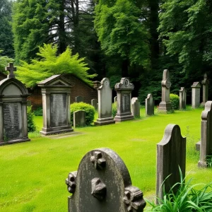 Historic Walker Cemetery with tombstones and green surroundings