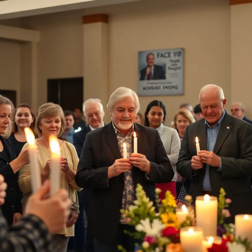 Community members gathering for the memorial of Charlie Kirk