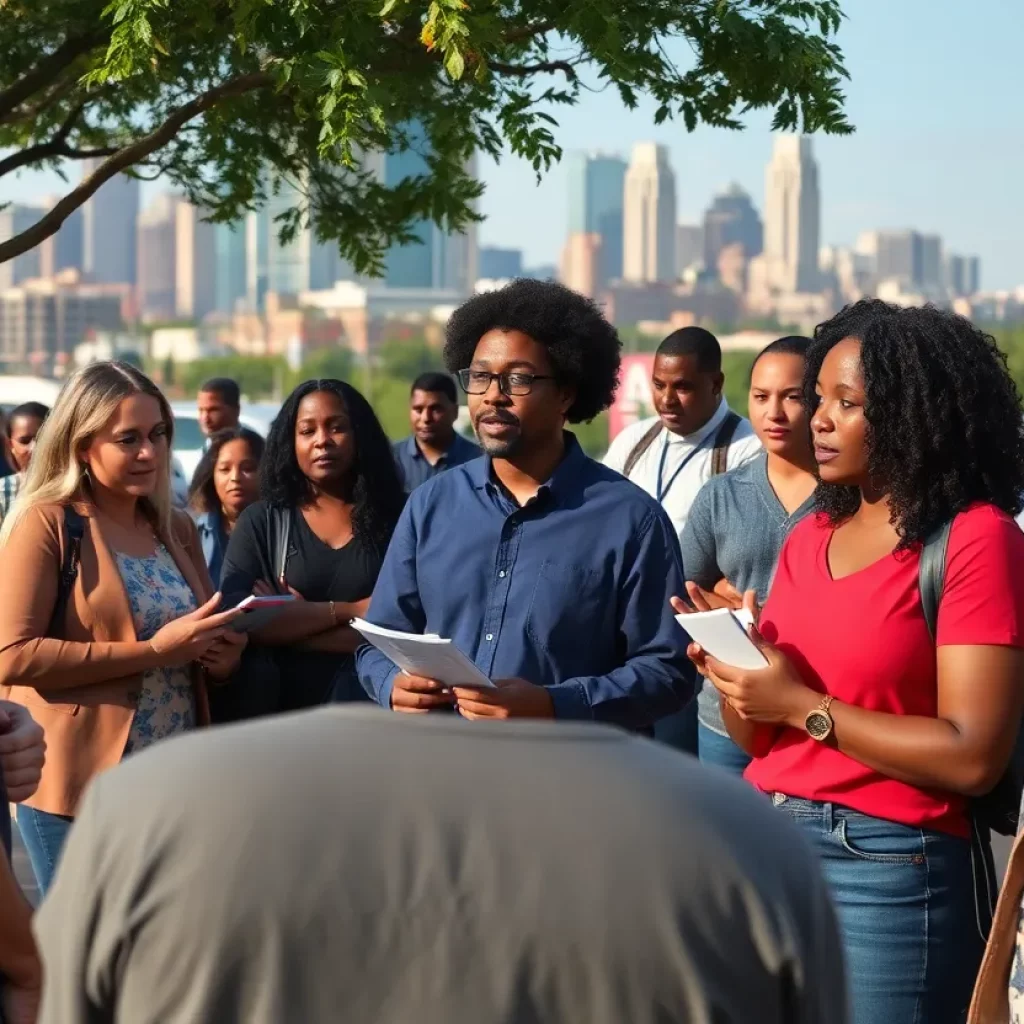 Community members in Huntsville discussing immigration policies
