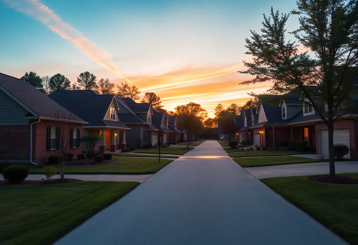 Suburban neighborhood highlighting firearm safety awareness