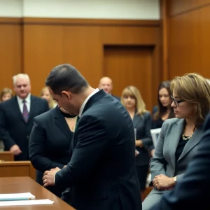 Emotional courtroom scene during a trial verdict