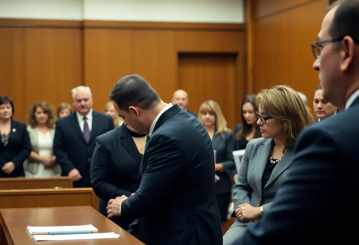 Emotional courtroom scene during a trial verdict