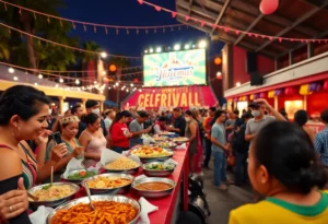 Attendees enjoying diverse Hispanic food and music at Cultura Festival.