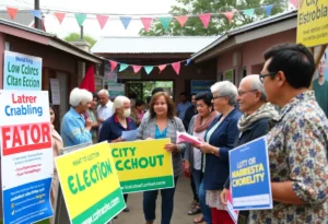 Community gathering during the Decatur City Council election campaign.