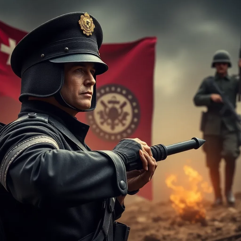 Conceptual representation of the Department of War emphasizing military strength.