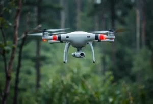 Drone conducting a search in a Nebraska forest