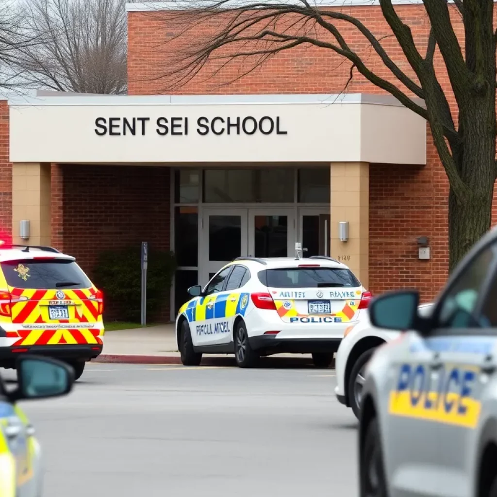 Emergency personnel responding to a school shooting incident
