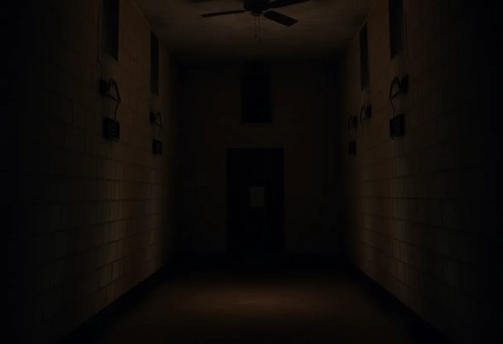 A view of an execution chamber, symbolizing justice and consequence.