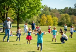 Families enjoying outdoor activities in Huntsville parks