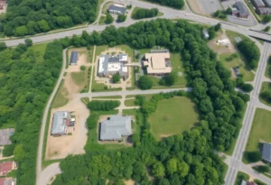 Aerial view of available properties for housing development in Fayetteville.