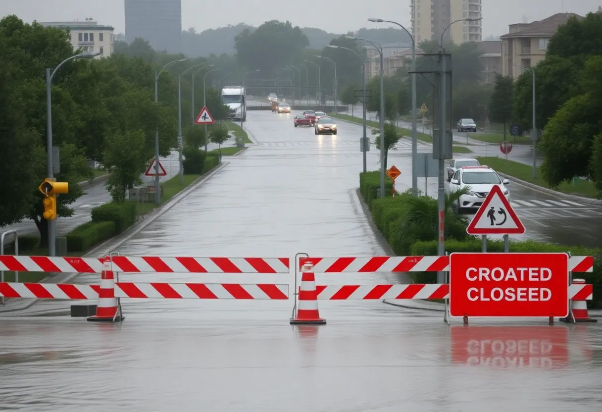 Flooded streets in Huntsville, Alabama
