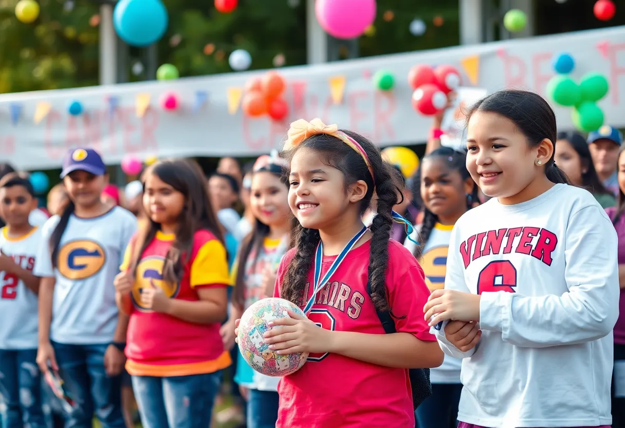 Community gathering celebrating a cancer survivor.