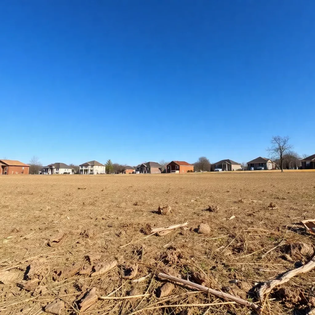 Dry landscape in Huntsville, Alabama during drought conditions