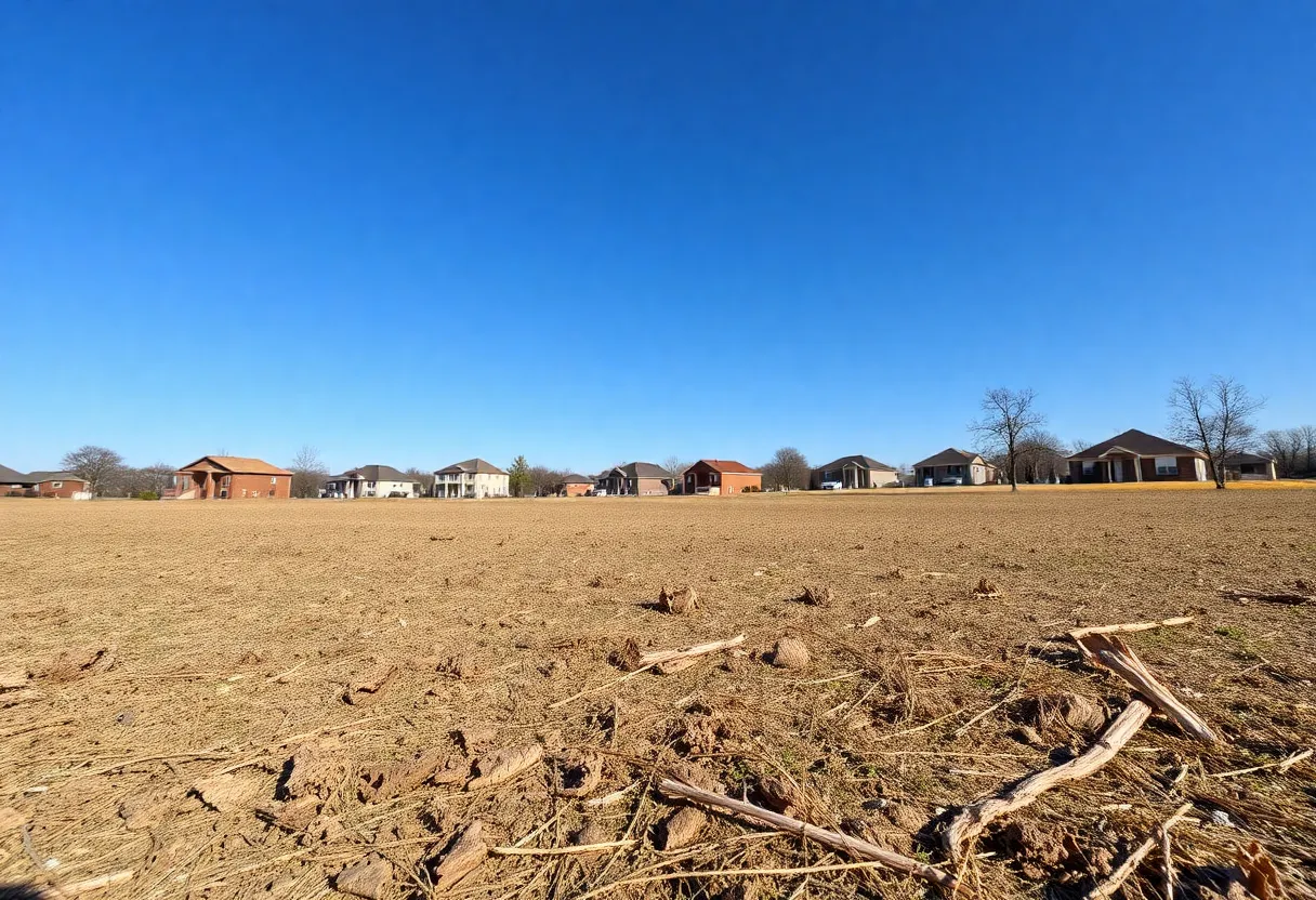 Dry landscape in Huntsville, Alabama during drought conditions