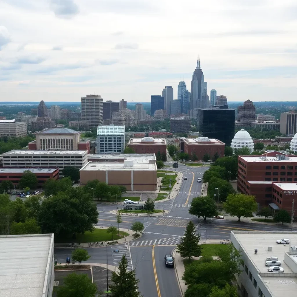 Skyline of Huntsville Alabama with modern buildings
