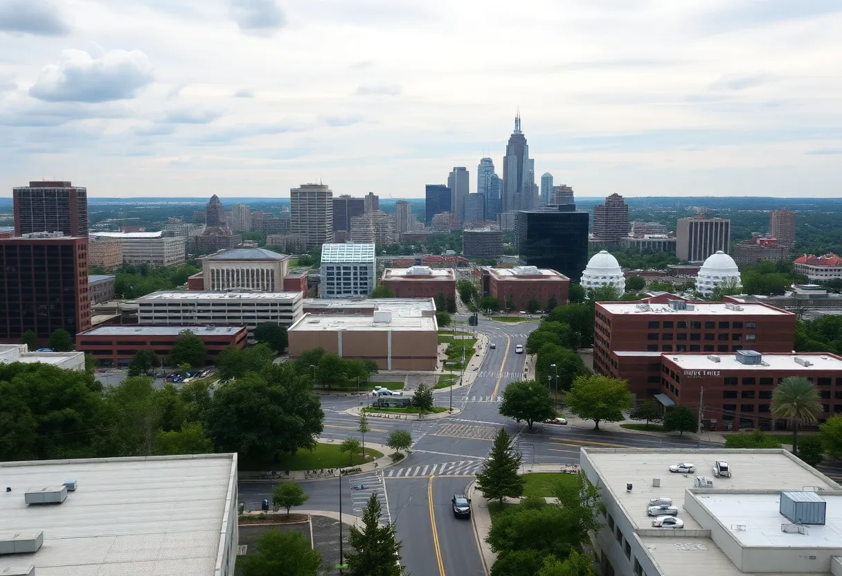 Skyline of Huntsville Alabama with modern buildings