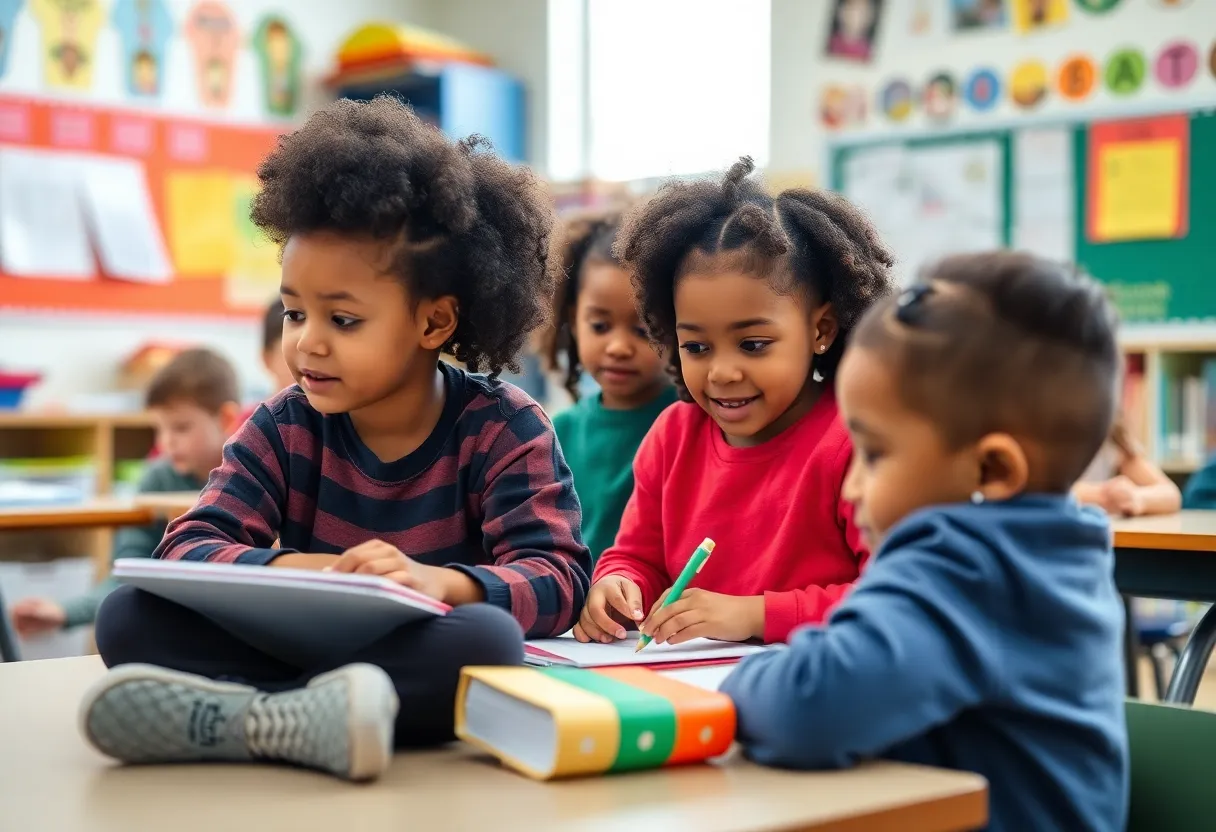 Diverse group of children learning in an enriching educational environment