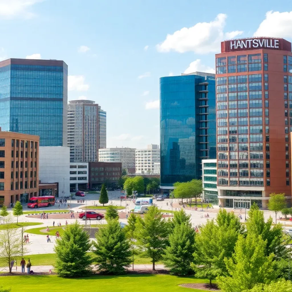 Cityscape of Huntsville Alabama showcasing urban development