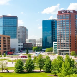 Cityscape of Huntsville Alabama showcasing urban development