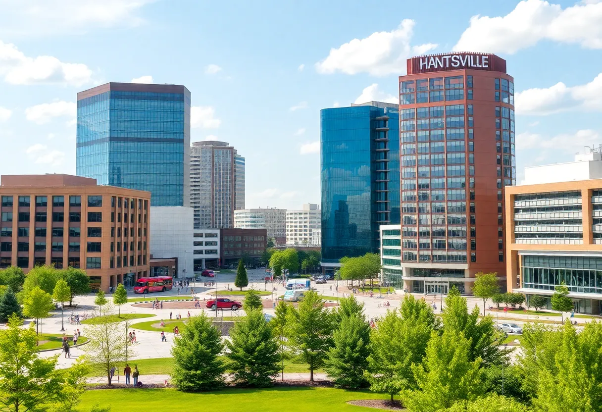 Cityscape of Huntsville Alabama showcasing urban development