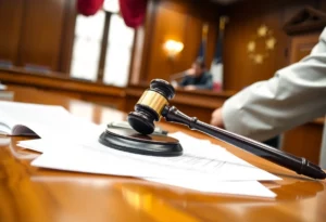 Courtroom scene related to embezzlement case in Huntsville