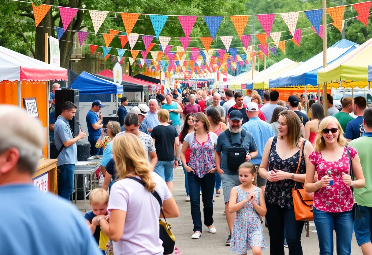 Families enjoying the Huntsville Festivals with food and music
