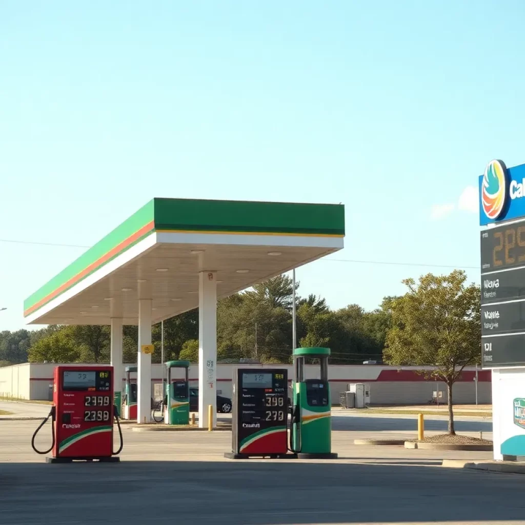 Gas station in Huntsville showing competitive gas prices
