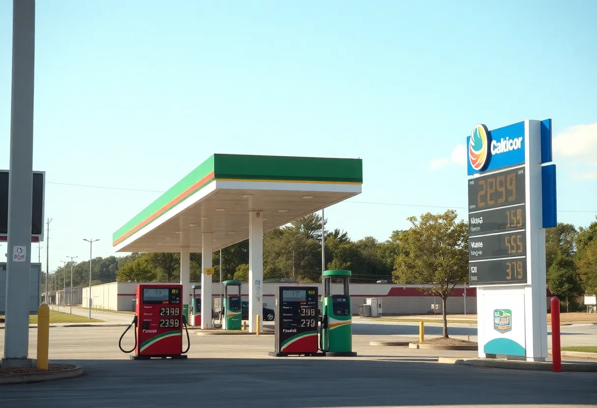 Gas station in Huntsville showing competitive gas prices