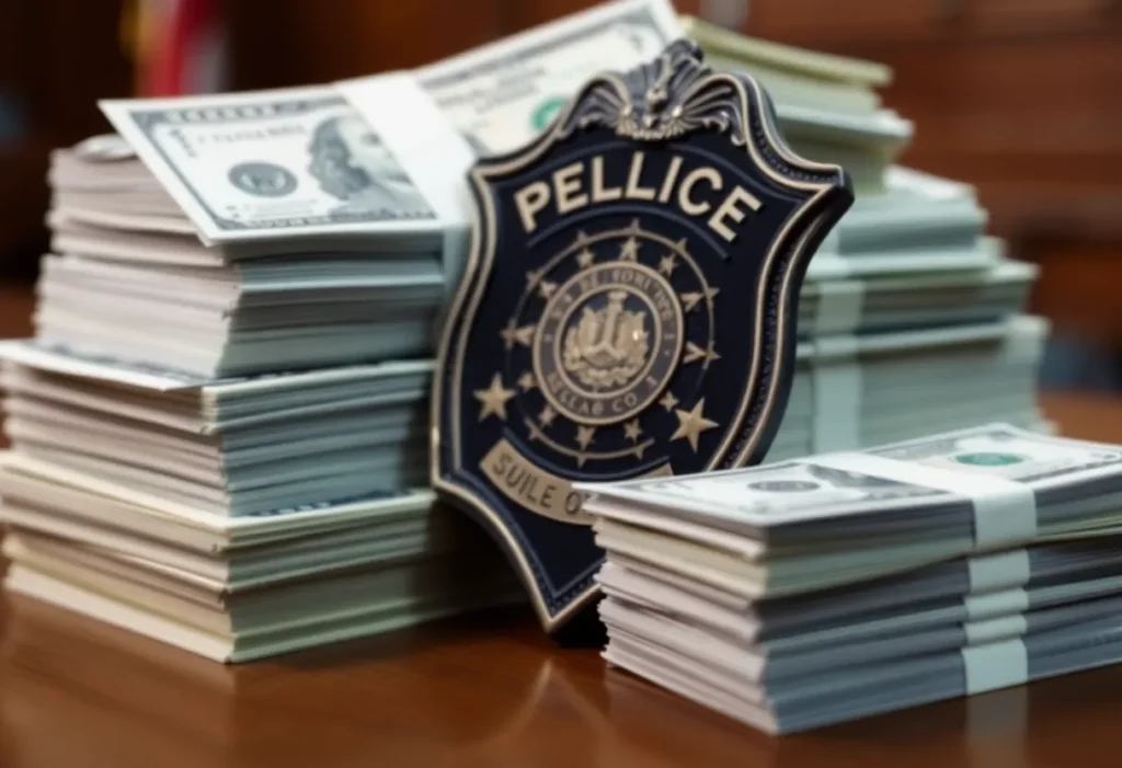 Badge and Cash Symbolizing Legal Issues