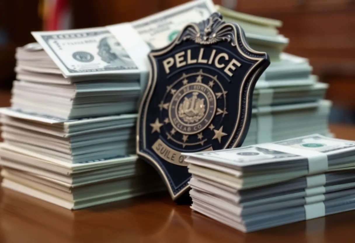 Badge and Cash Symbolizing Legal Issues