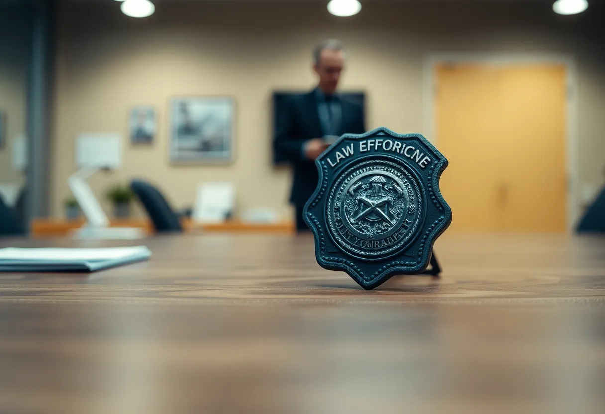 Huntsville police badge symbolizing law enforcement accountability