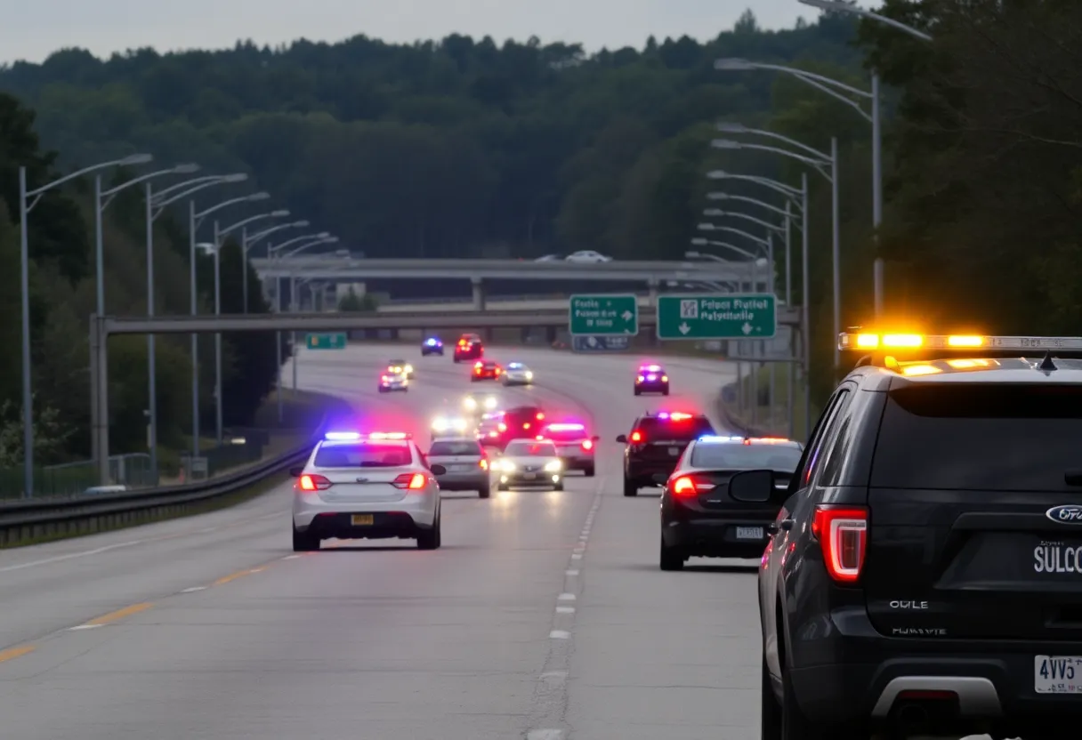 Scene of a police incident on a highway in Huntsville