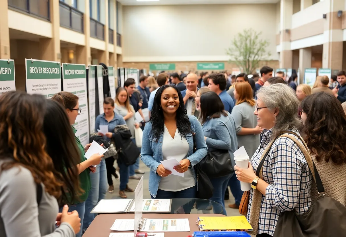 Community members participating in the Recovery Is Here event in Huntsville, Alabama.