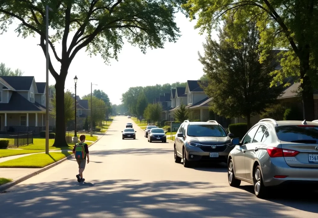Children walking to school in Huntsville with clear roads