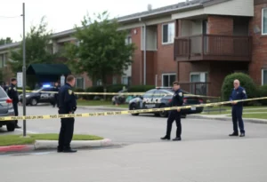 Scene of the Huntsville shooting with police presence and caution tape