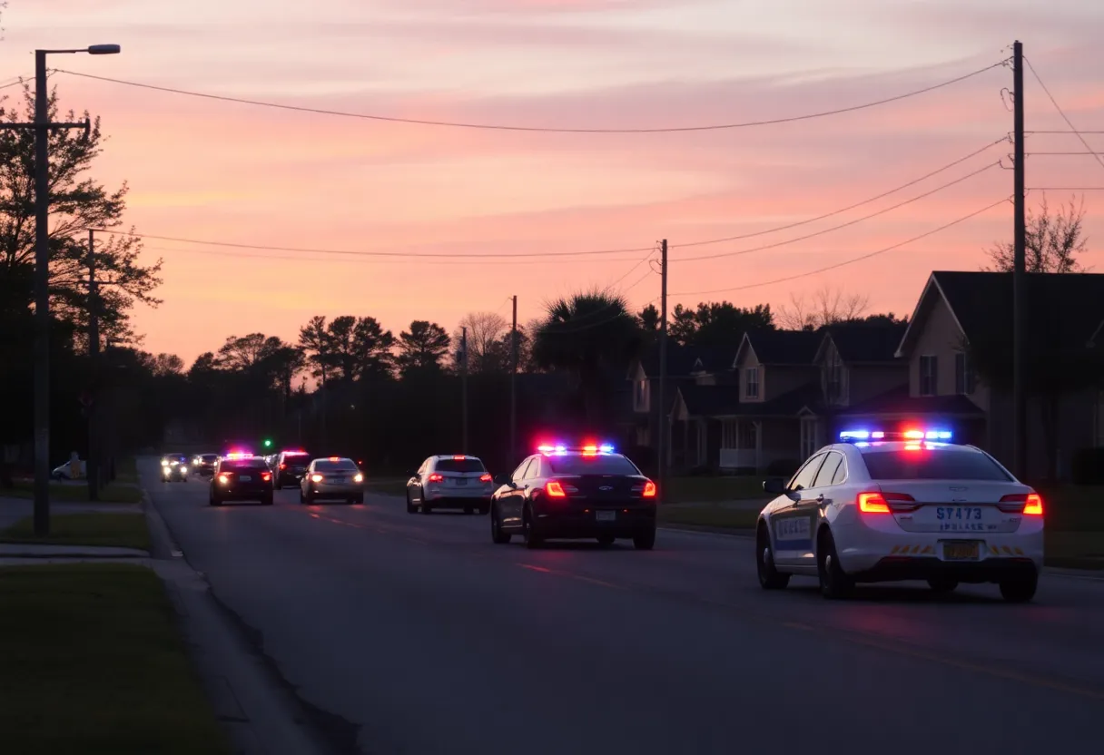Huntsville, Alabama, street scene with police presence