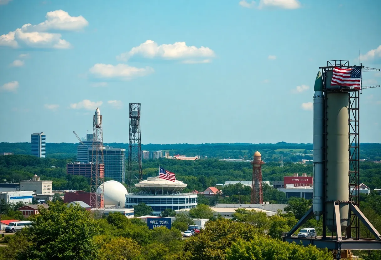 Illustration of Huntsville Alabama focusing on Space Command headquarters relocation