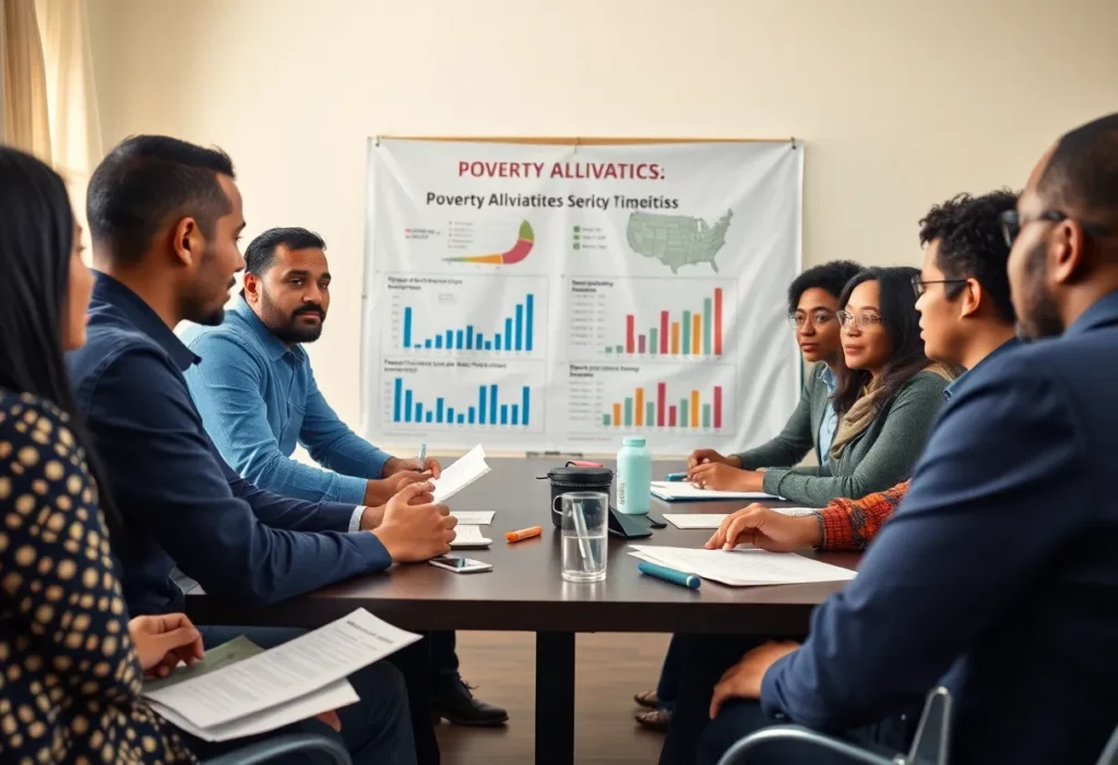 Community leaders discussing poverty issues in Huntsville