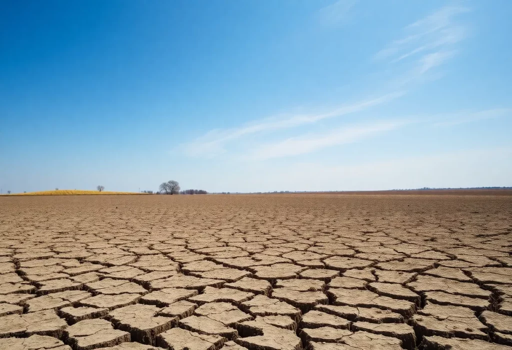 Dry cracked land in Madison County illustrating drought effects