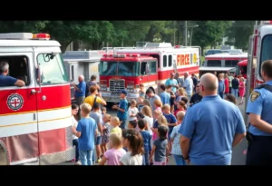 Families enjoying the Meet a Machine event with vehicles and activities