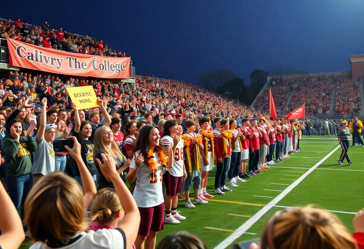 Crowd celebrating the Miss Homecoming announcement at Auburn University