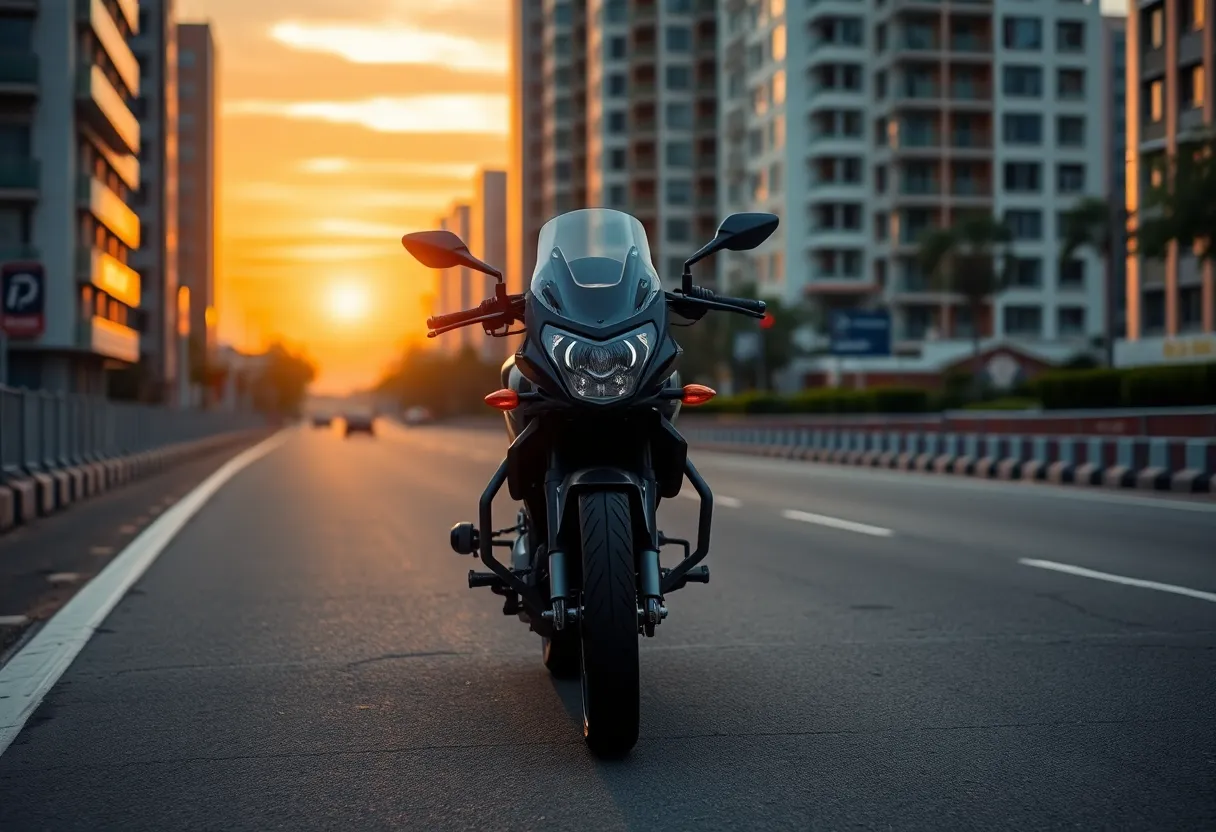 A motorcycle parked on a road demonstrating the importance of safety.