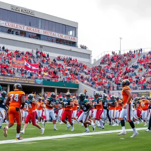 North Jackson Chiefs football team playing in a game